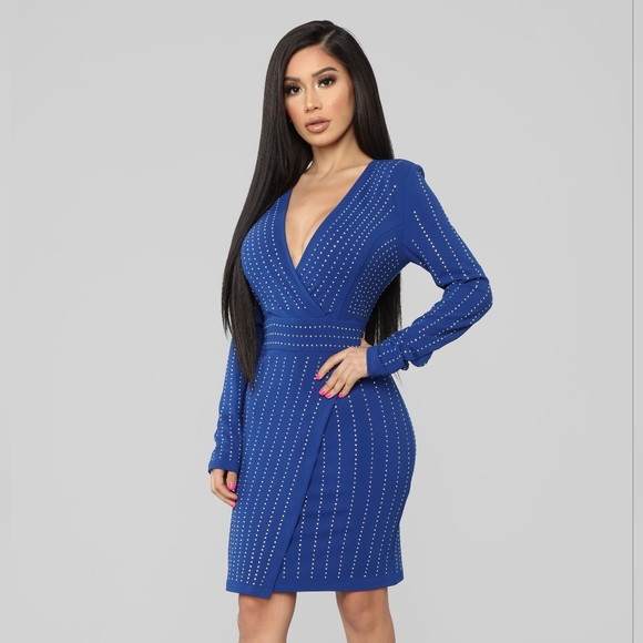 Royal Blue Rhinestone Dress - Picture 3 of 9